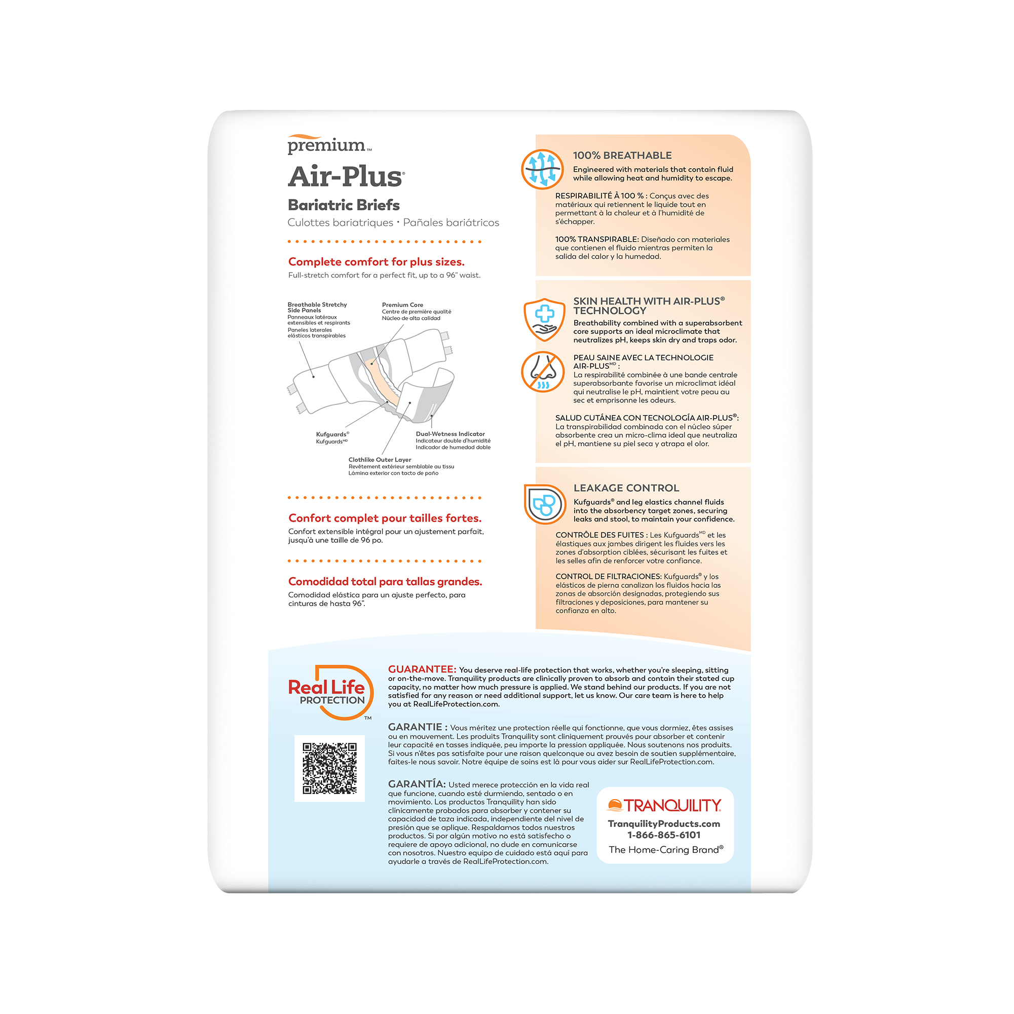 Tranquility Premium Air-Plus Bariatric XL+ Adult Diaper Brief for Incontinence - Size: XXX-Large