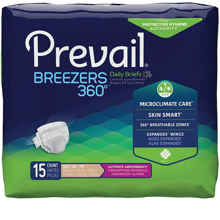 Prevail Breezers 360 Daily Adult Diaper Brief for Incontinence